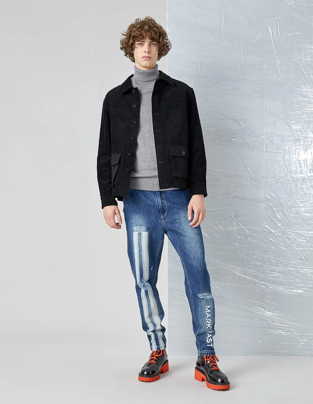 Donald Black Corduroy Flap Pockets Jacket