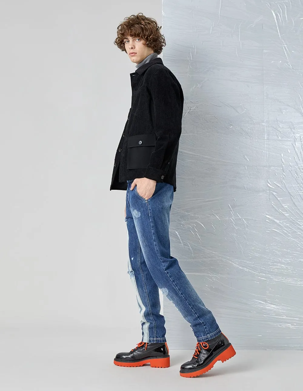 Donald Black Corduroy Flap Pockets Jacket
