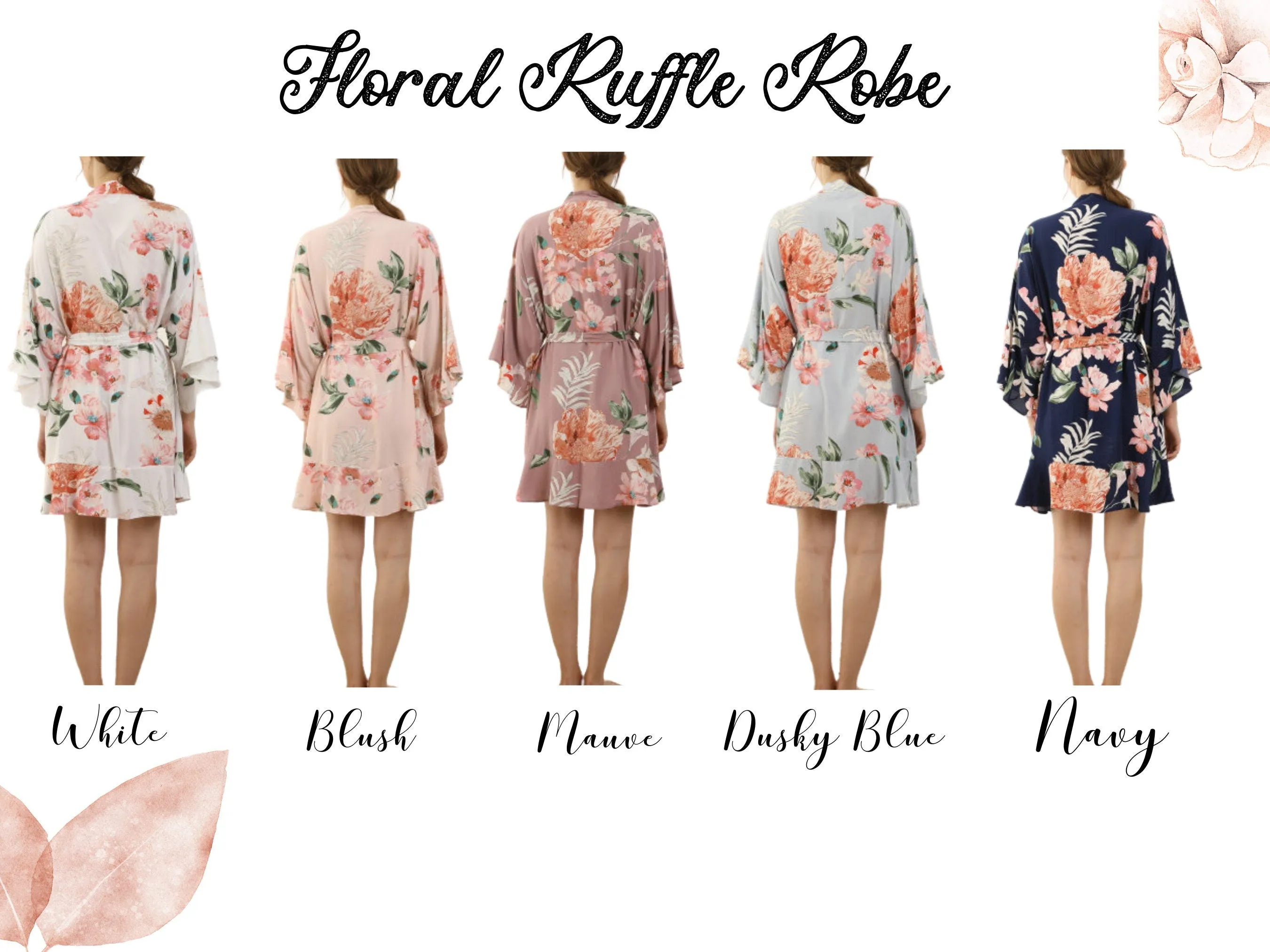 Dusty Blue Cotton Floral  Ruffle Bridesmaid Robes | Bridesmaid Gifts | Bridal Party Floral Robes |Wedding Bride Robe | Bridesmaid Robe