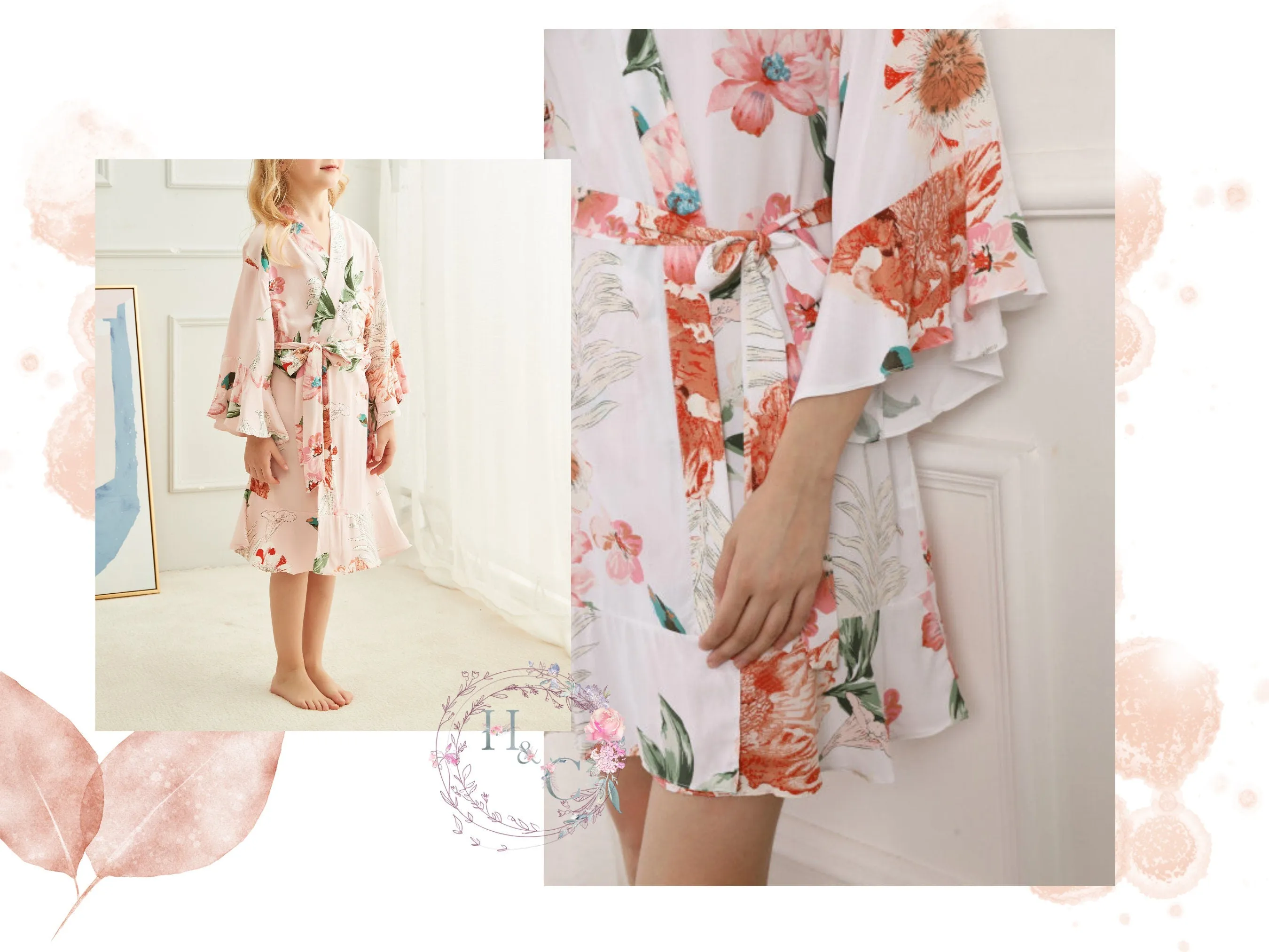 Dusty Blue Cotton Floral  Ruffle Bridesmaid Robes | Bridesmaid Gifts | Bridal Party Floral Robes |Wedding Bride Robe | Bridesmaid Robe