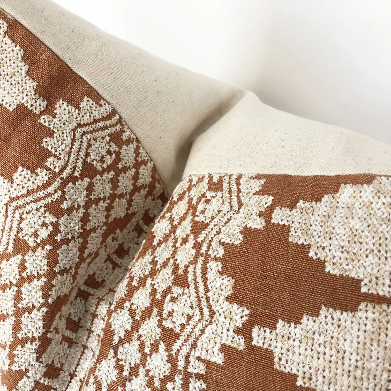 Embroidered Rust Designer Pillow Cover