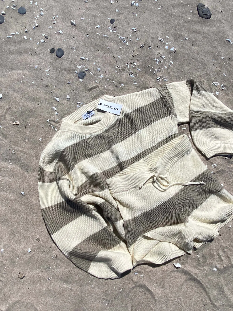 Envy knit shorts - Stripped ivory