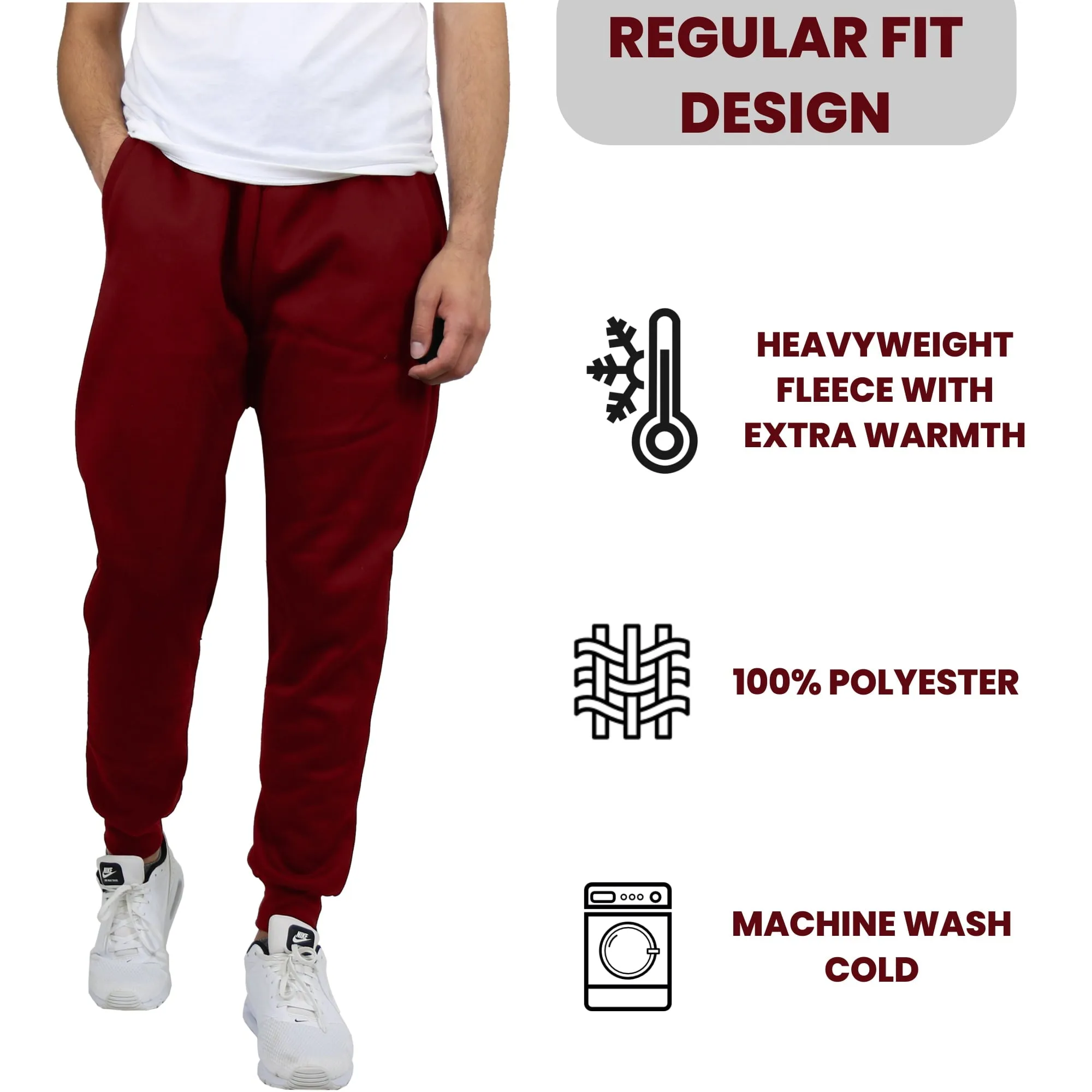 Galaxy by Harvic 3-Pack Mens Slim Fit Fleece Jogger Sweatpants (S-2XL)