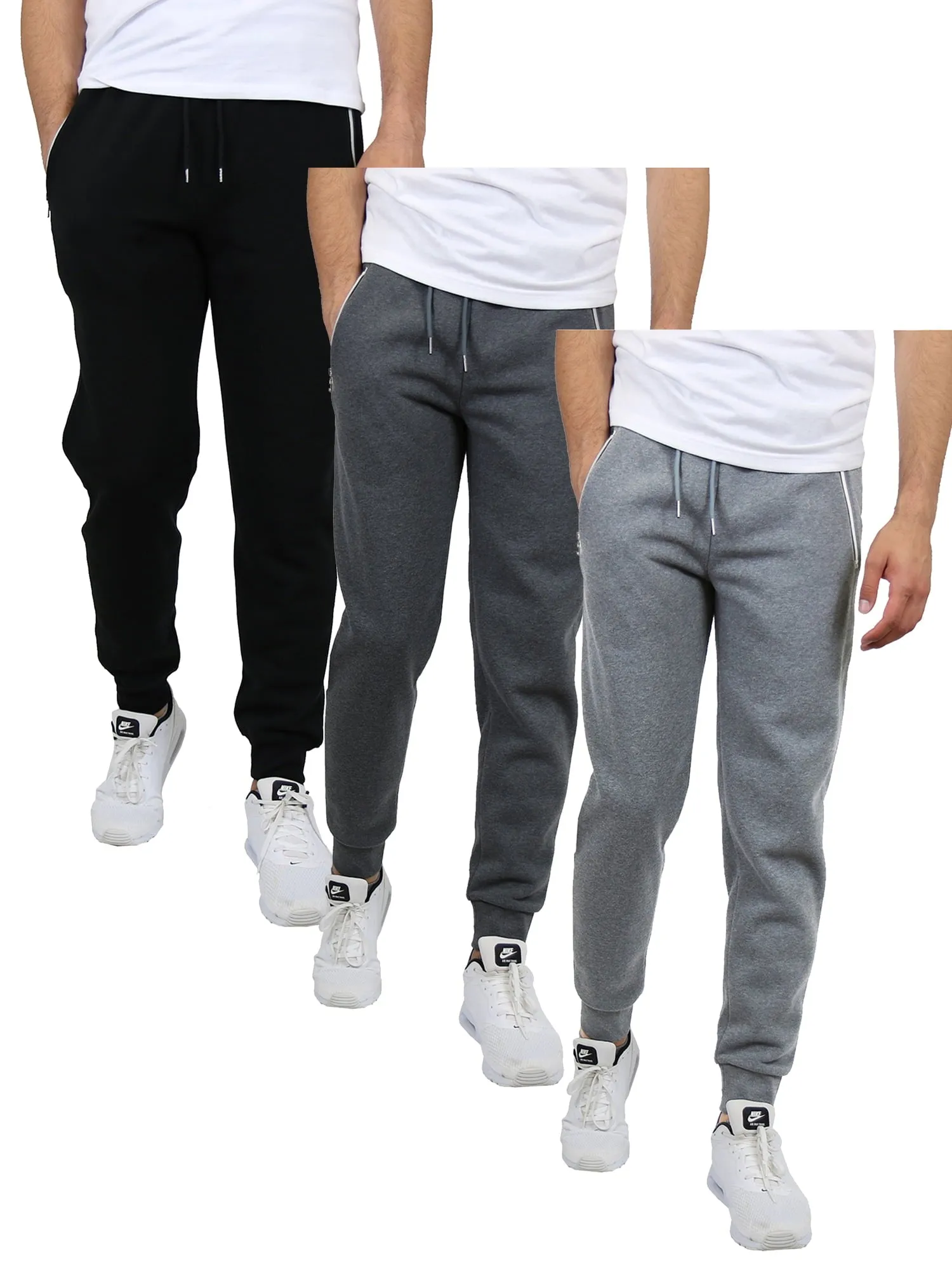 Galaxy by Harvic 3-Pack Mens Slim Fit Fleece Jogger Sweatpants (S-2XL)