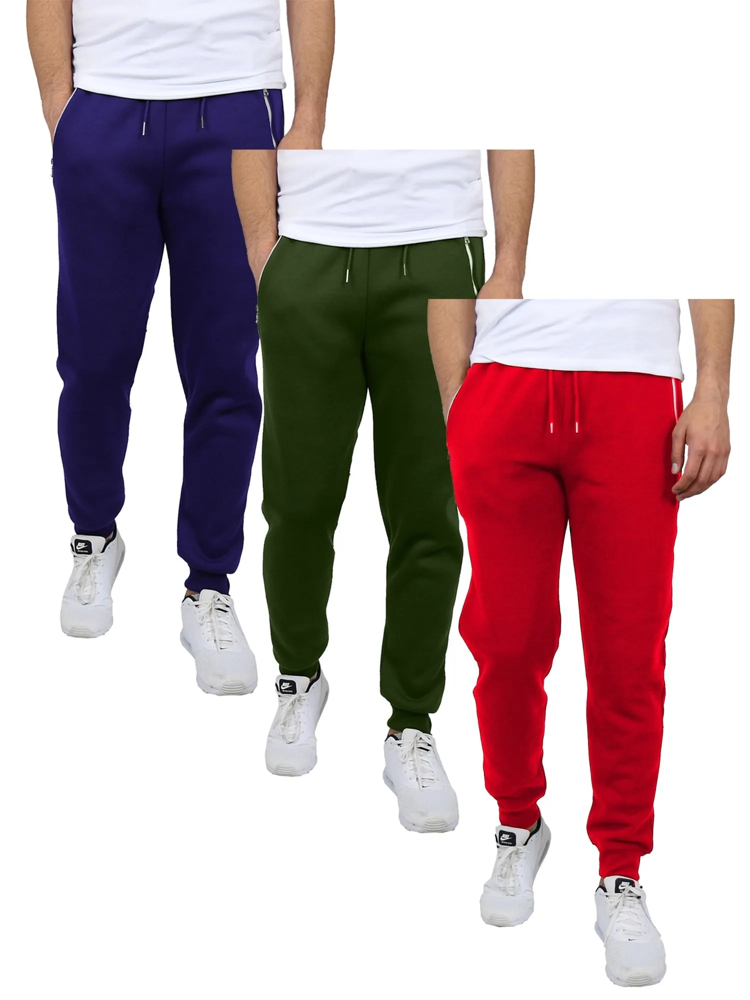 Galaxy by Harvic 3-Pack Mens Slim Fit Fleece Jogger Sweatpants (S-2XL)