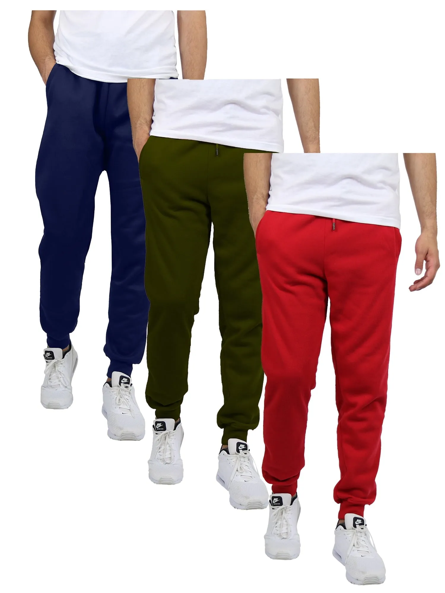 Galaxy by Harvic 3-Pack Mens Slim Fit Fleece Jogger Sweatpants (S-2XL)