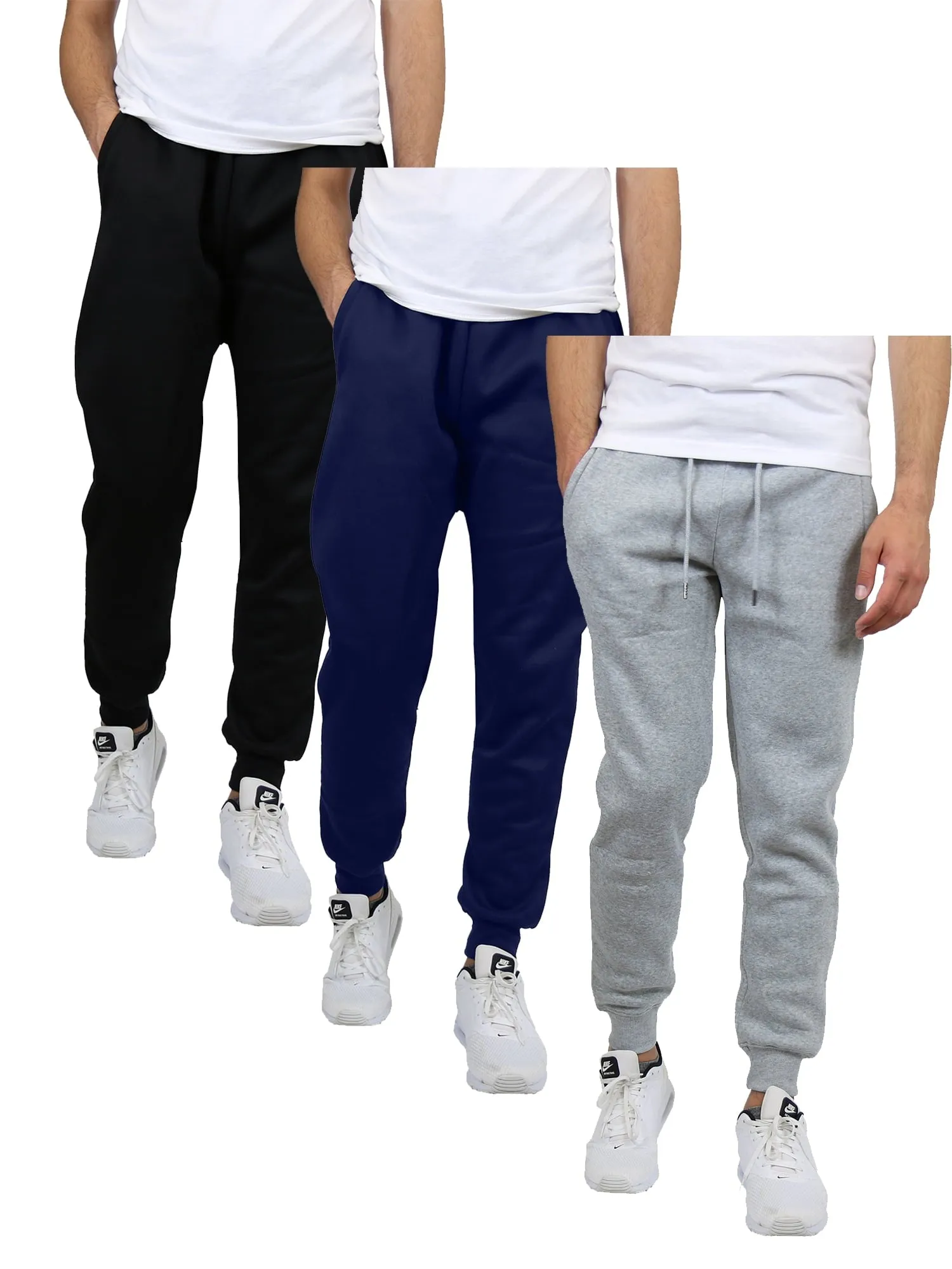Galaxy by Harvic 3-Pack Mens Slim Fit Fleece Jogger Sweatpants (S-2XL)