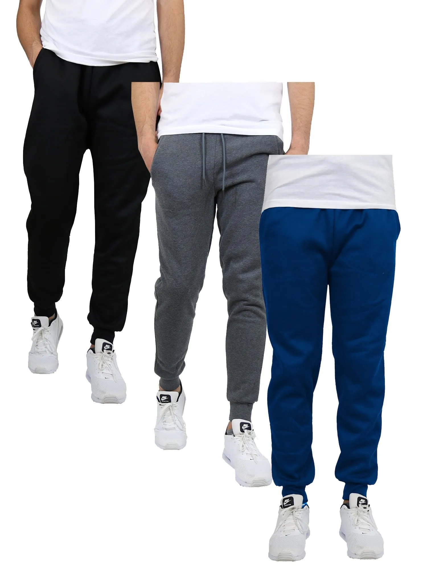 Galaxy by Harvic 3-Pack Mens Slim Fit Fleece Jogger Sweatpants (S-2XL)