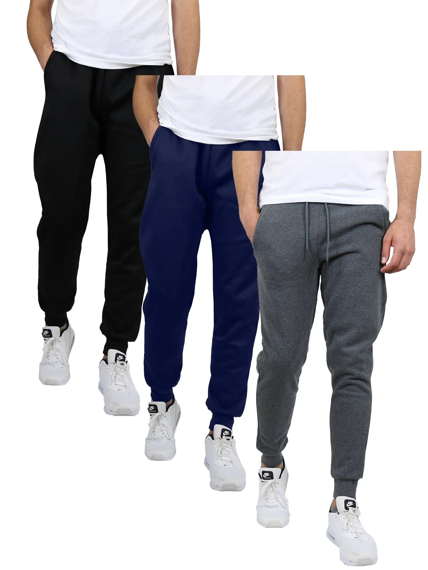 Galaxy by Harvic 3-Pack Mens Slim Fit Fleece Jogger Sweatpants (S-2XL)