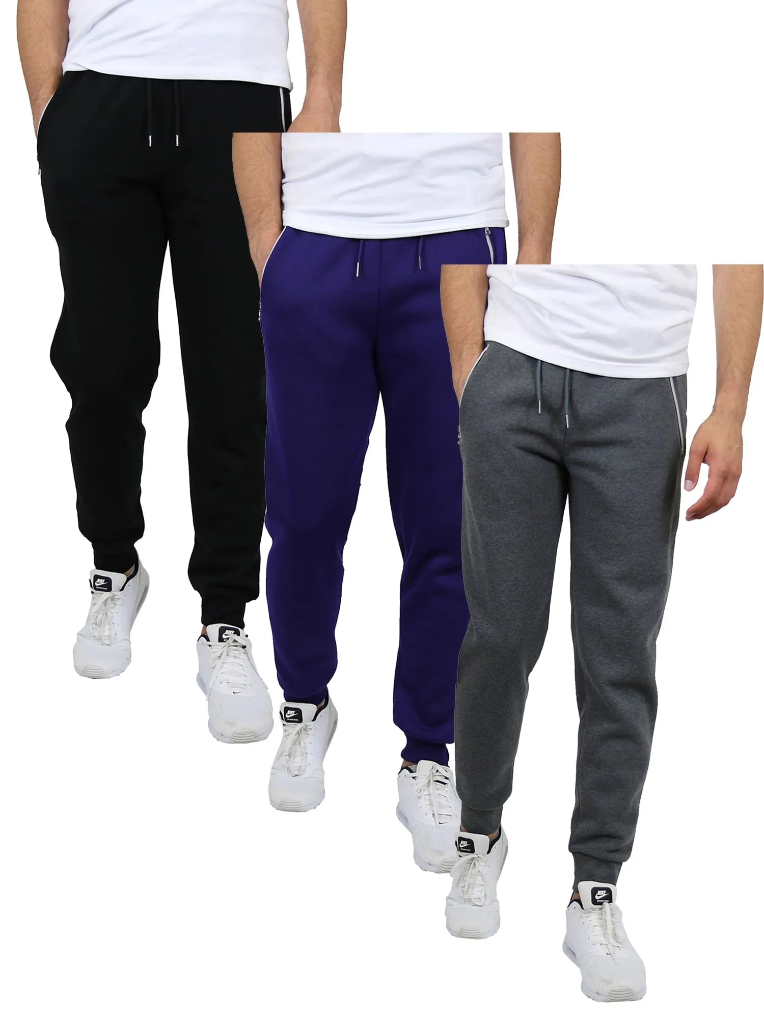 Galaxy by Harvic 3-Pack Mens Slim Fit Fleece Jogger Sweatpants (S-2XL)