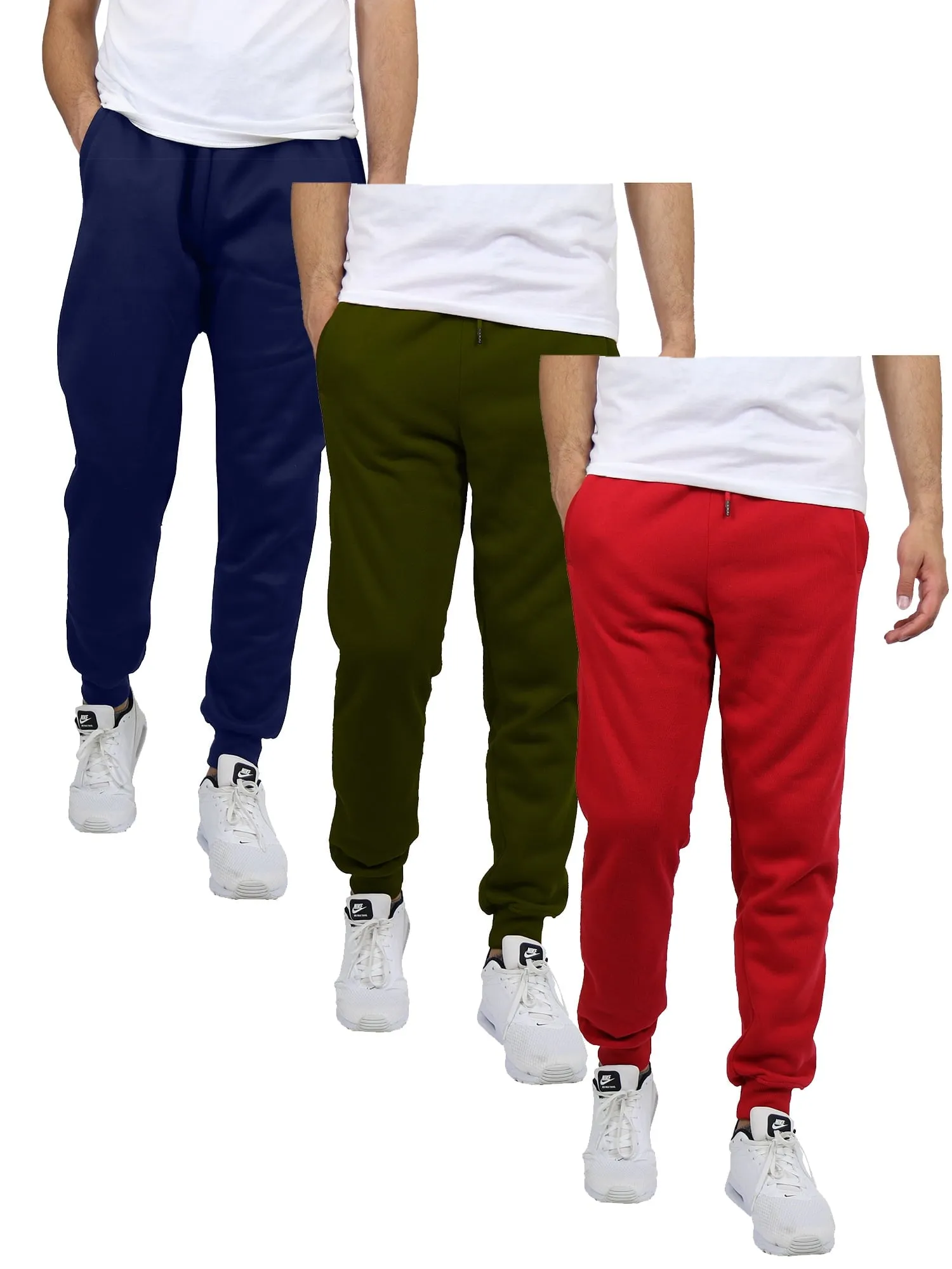 Galaxy by Harvic 3-Pack Mens Slim Fit Fleece Jogger Sweatpants (S-2XL)