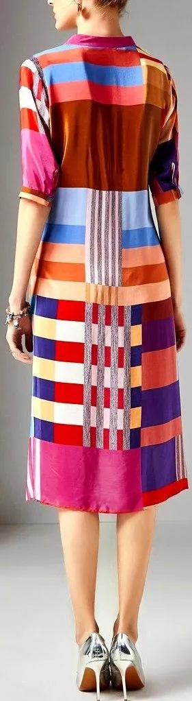 Geometric Print Silk Kaftan Dress