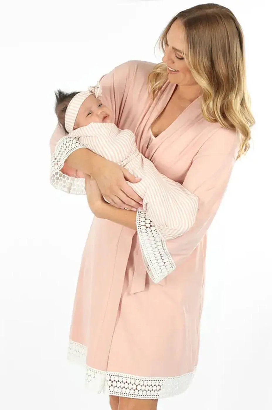 Grace Maternity & Nursing Nightgown Set | Pink