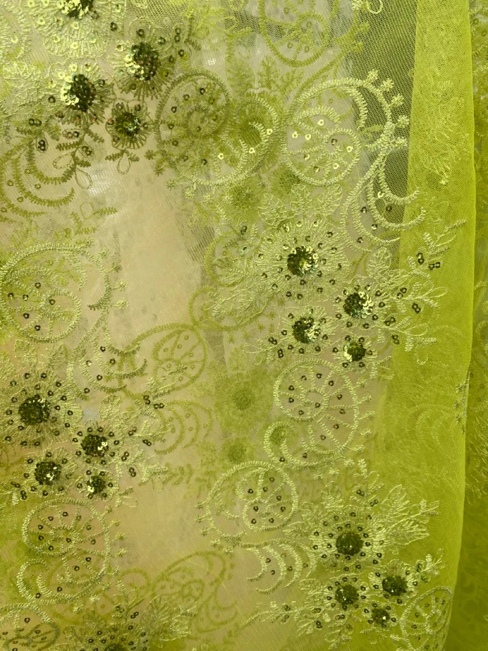 Green/Yellow Lace Jewel embroidered Kimono Robe