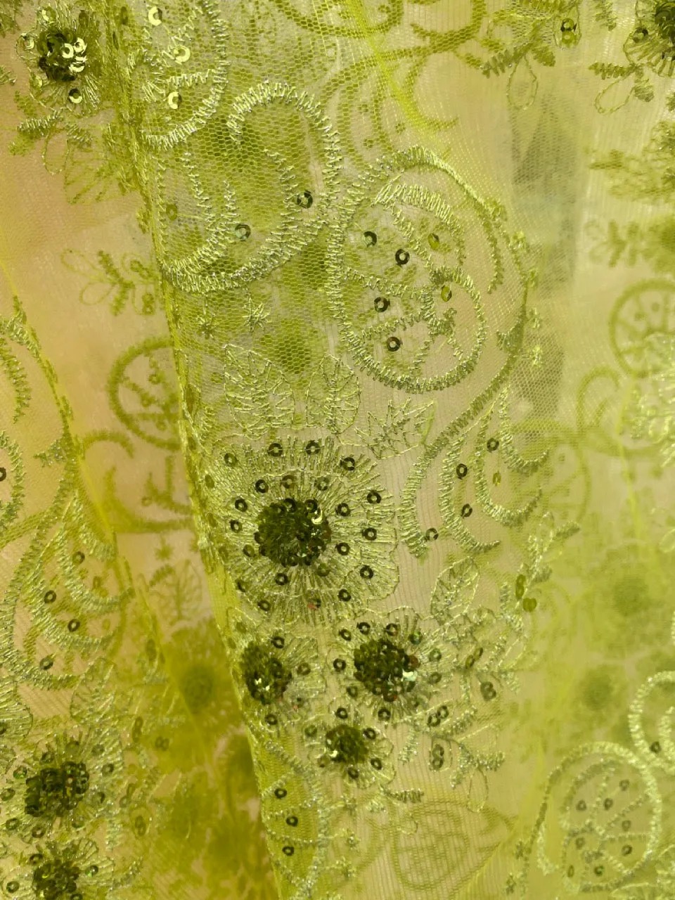 Green/Yellow Lace Jewel embroidered Kimono Robe
