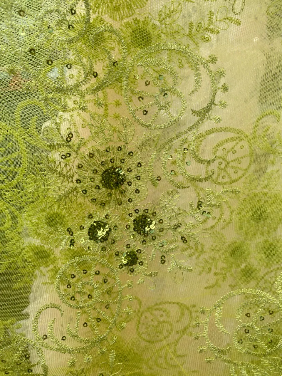 Green/Yellow Lace Jewel embroidered Kimono Robe