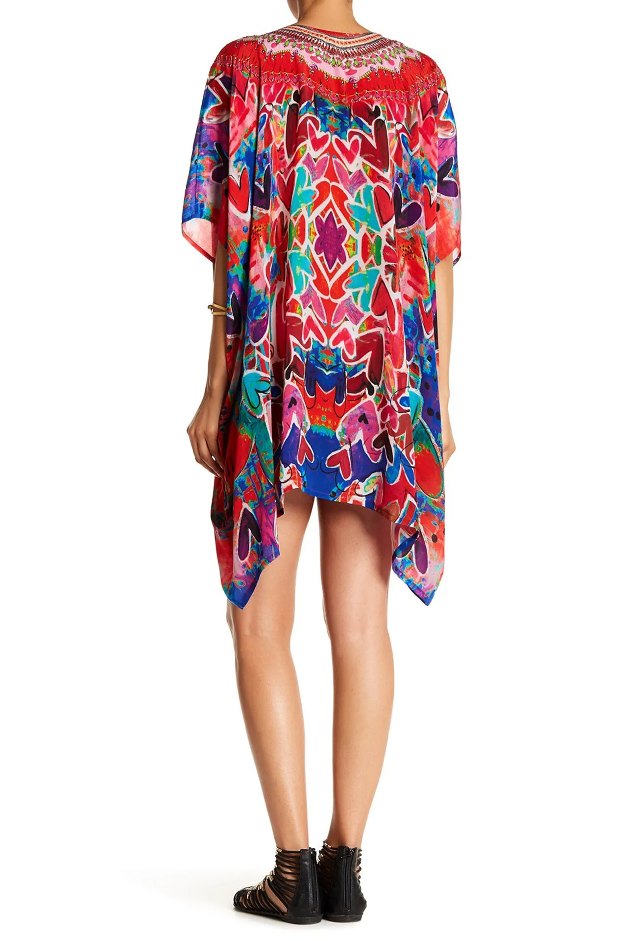 Heart Print Short Caftan Dress