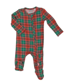 Holiday Plaid 2 Way Zipper Footie