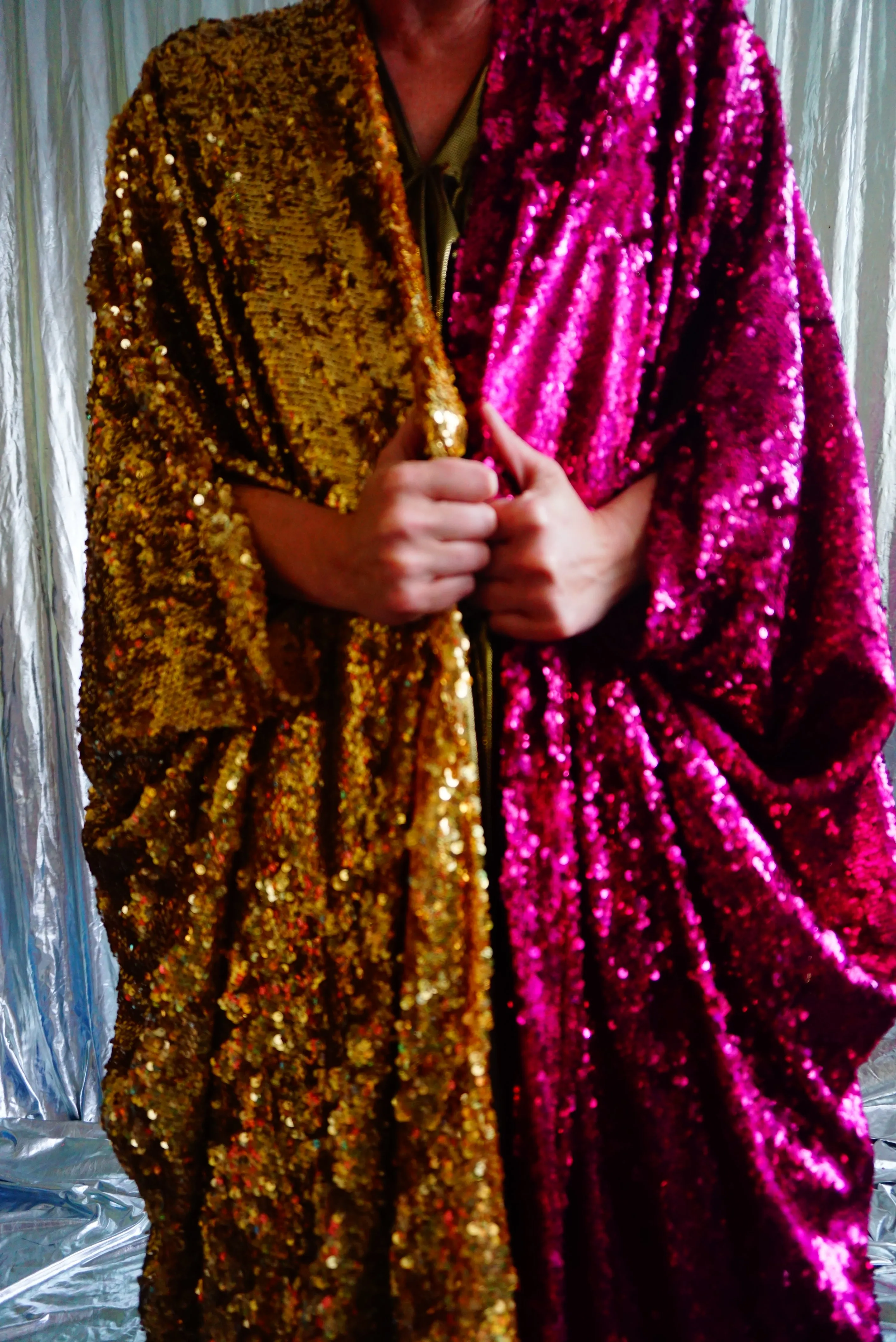 Holographic Half and Half Kimono Robe with Tinsel Fringing *SAMPLE*