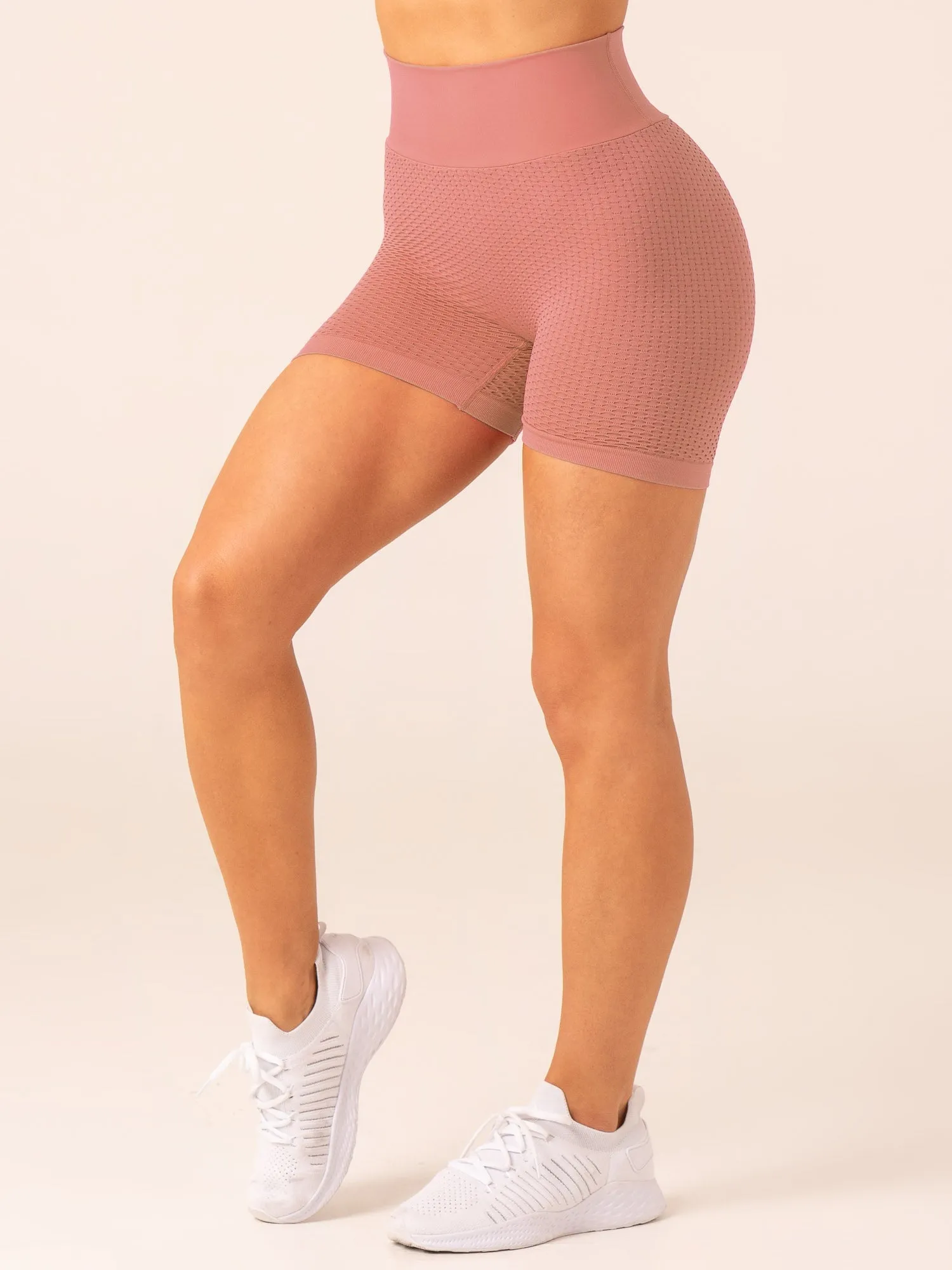 Honeycomb Scrunch Seamless Shorts - Dusty Pink