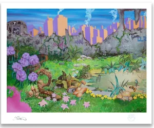 Idyllic Scene With 7 Train Archival Print by Lady Pink