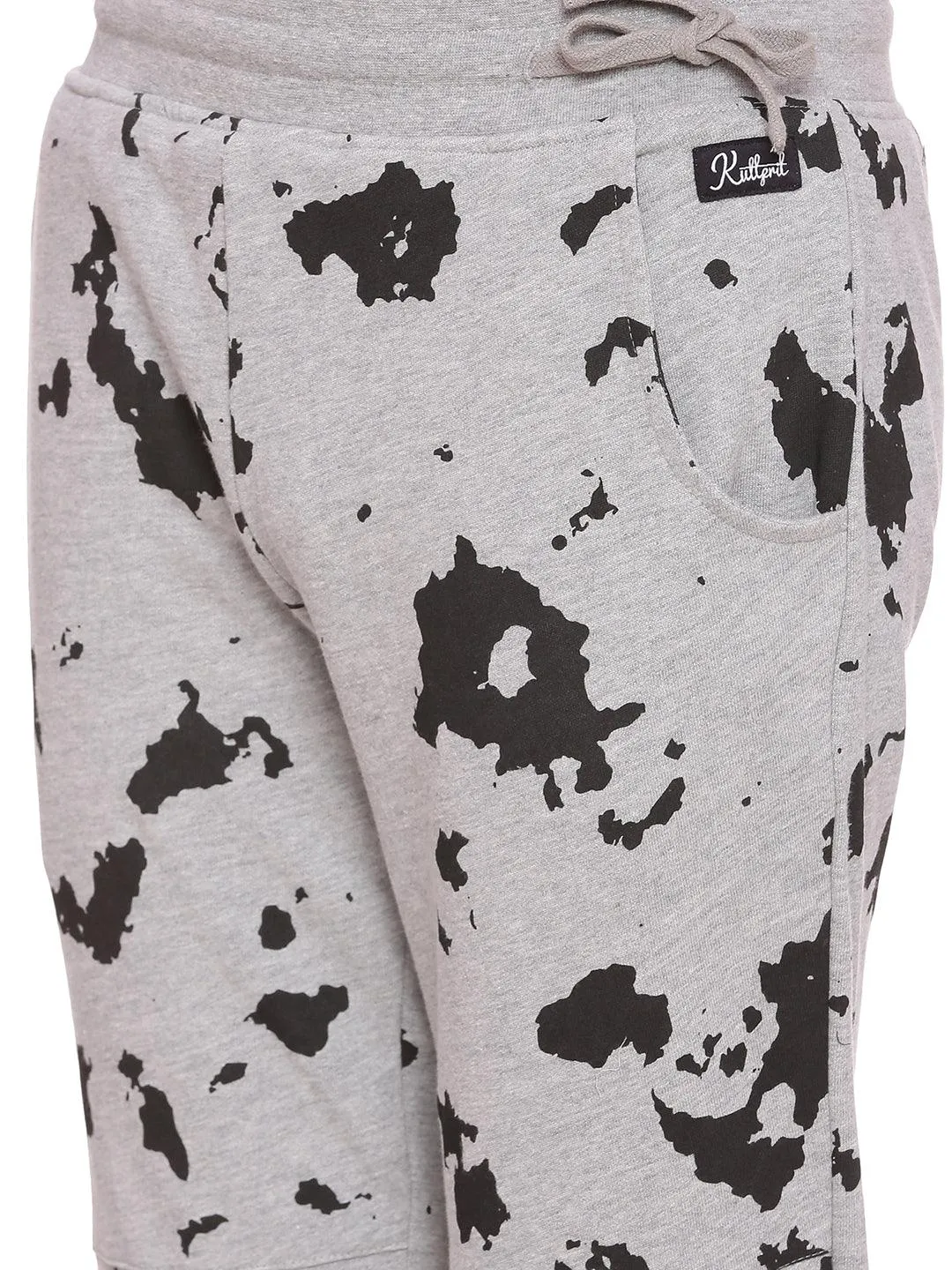 Jogger with Splatter Paint Print and Zipper at knee