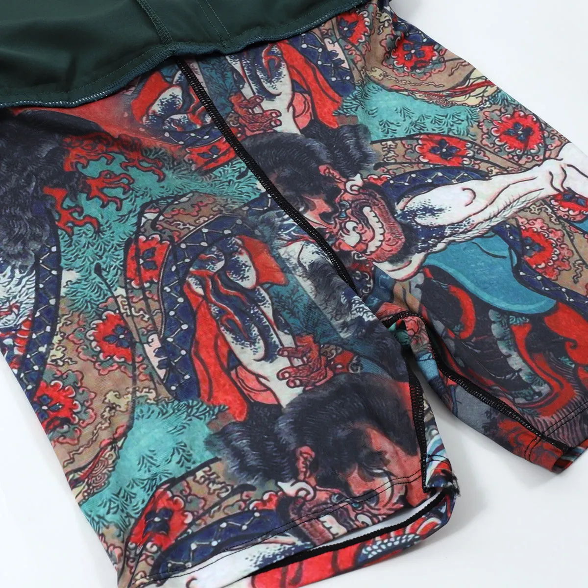 Kitsune "Red Skies" Compression-Lined Shorts - Olive Green