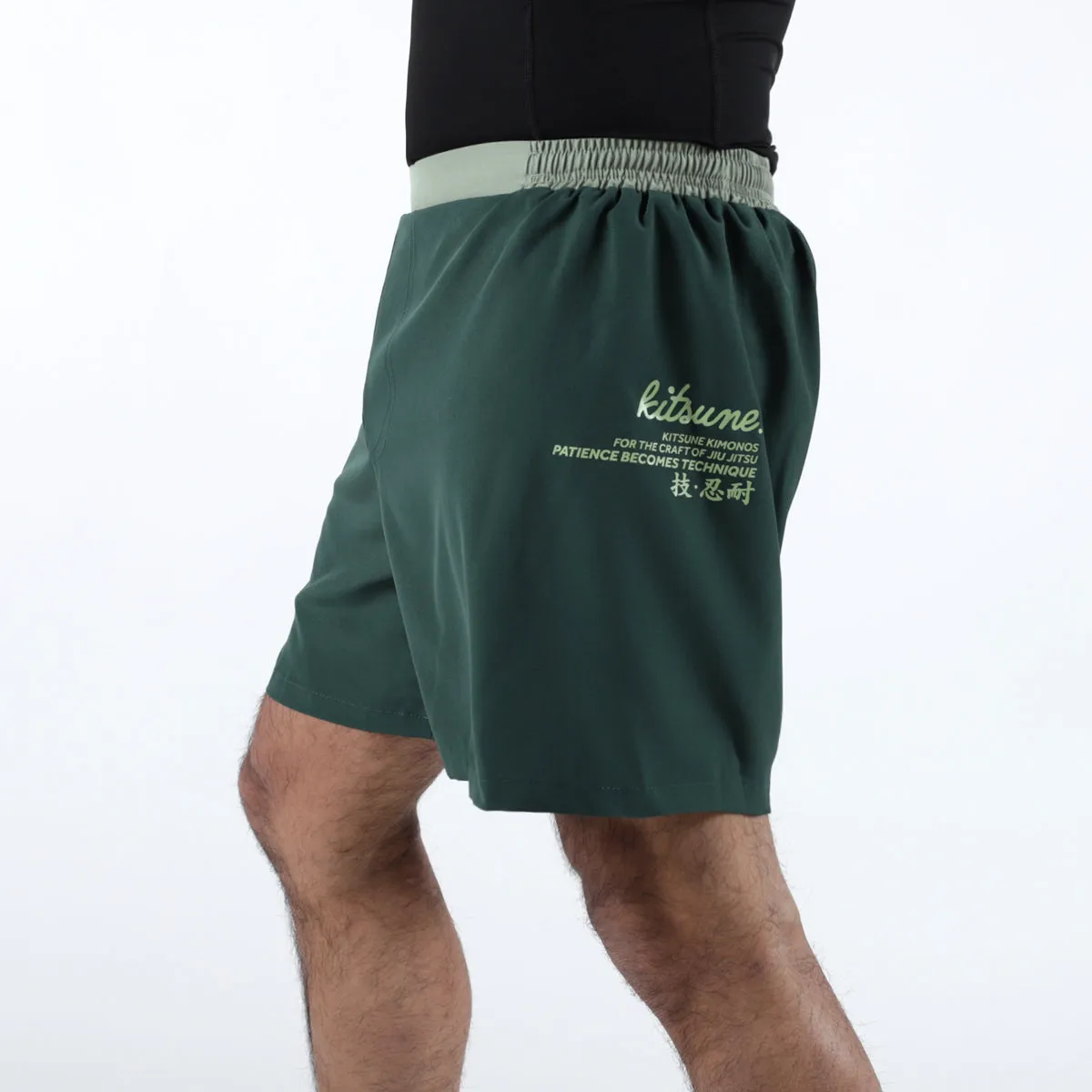 Kitsune "Red Skies" Compression-Lined Shorts - Olive Green