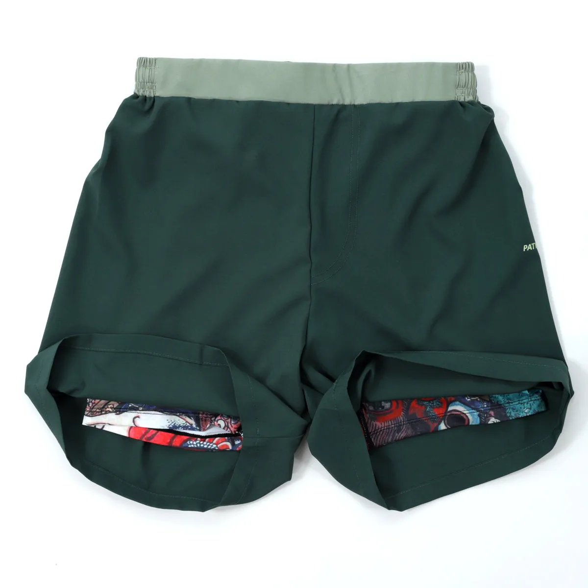 Kitsune "Red Skies" Compression-Lined Shorts - Olive Green