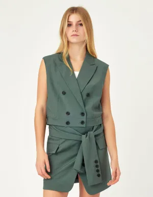 Krystal Green Suit Collar Loose Fit Jacket