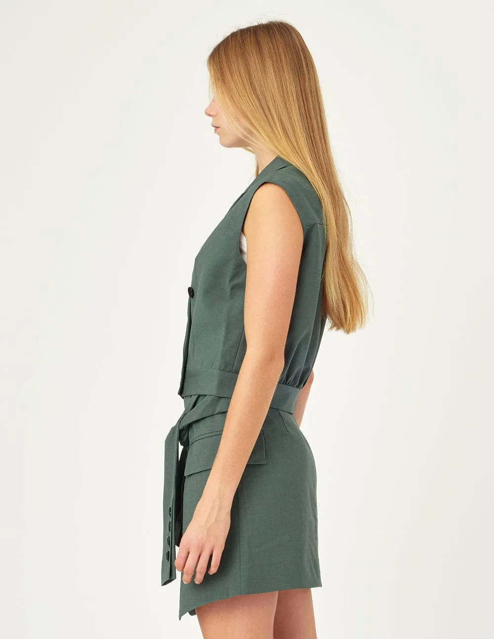 Krystal Green Suit Collar Loose Fit Jacket