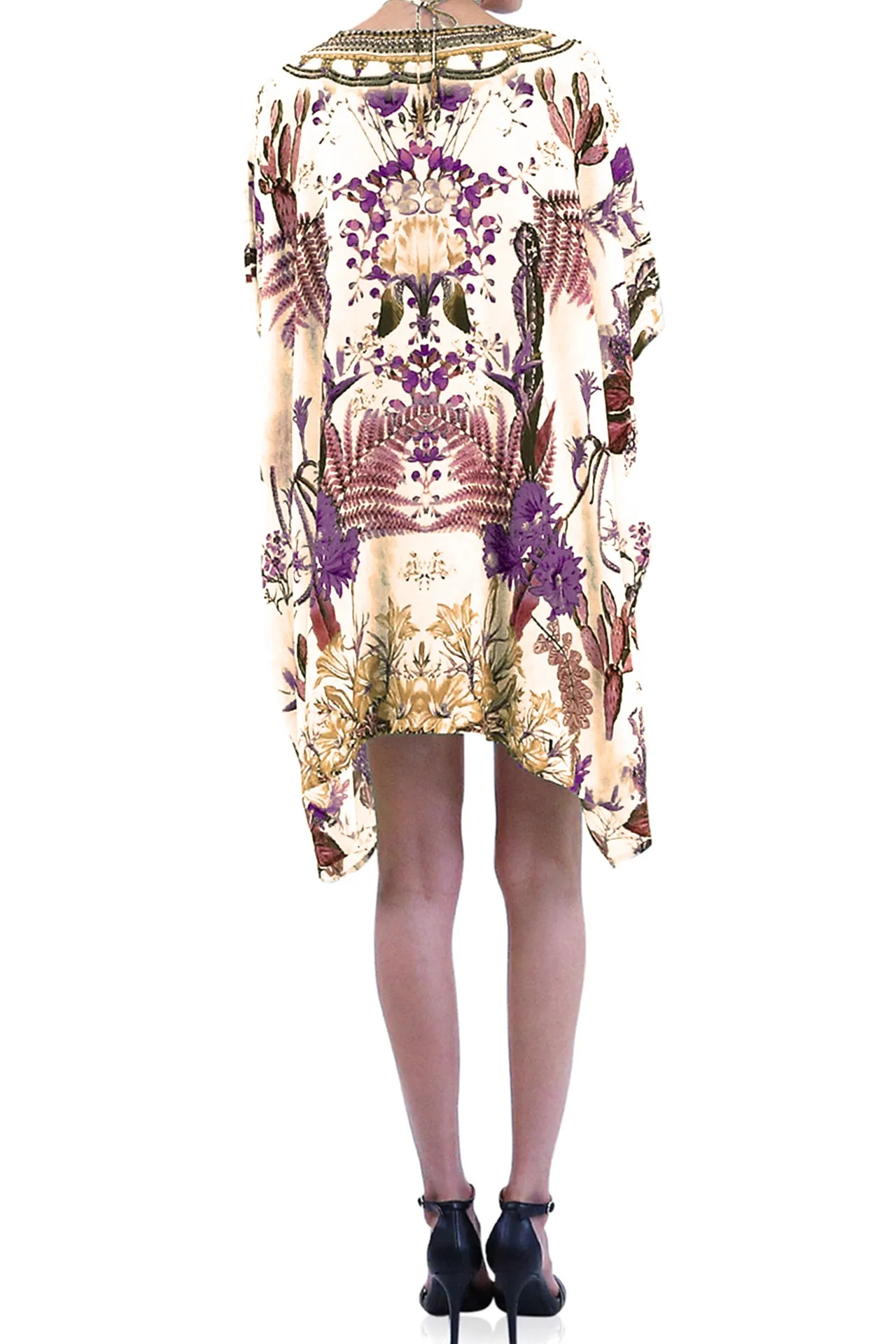 Lace Up Short Kaftan Dress for Women