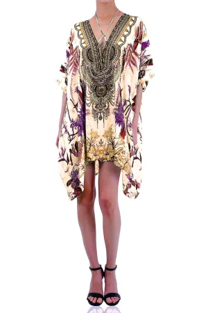 Lace Up Short Kaftan Dress for Women