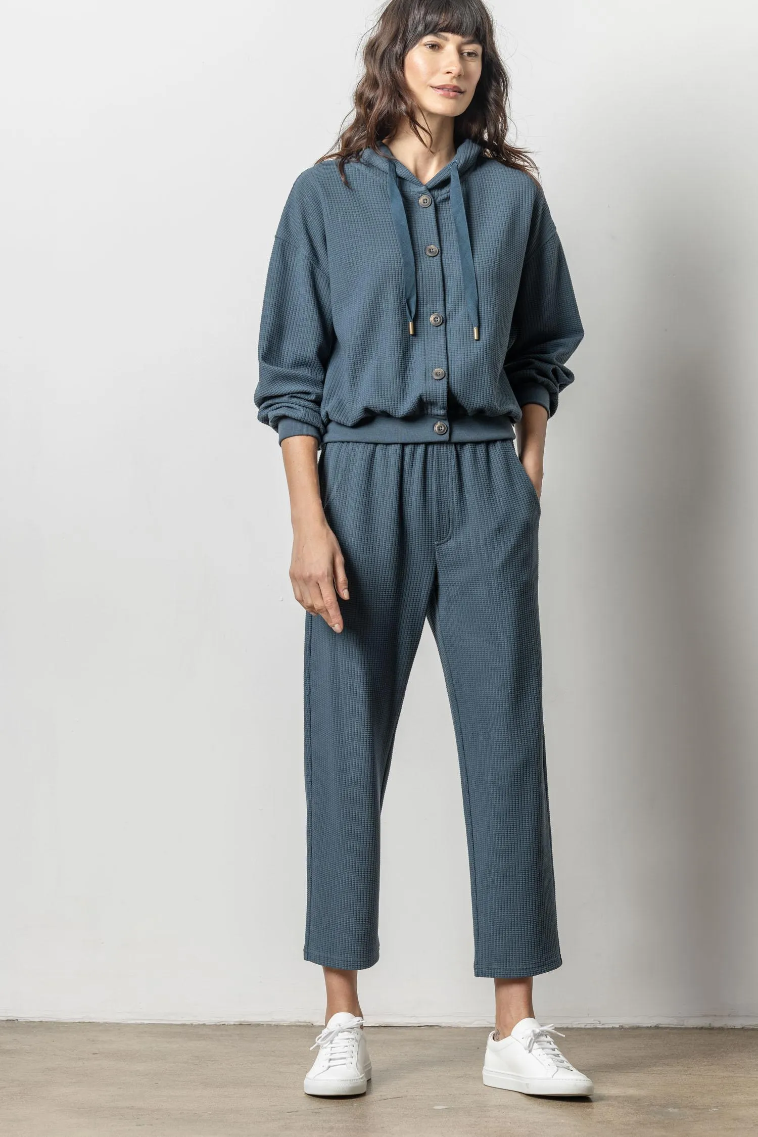 Lilla P Straight Leg Waffle Pant Abyss
