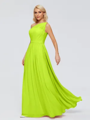Lime Green Bridesmaid Dress Arabella One Shoulder Sash Bridesmaid Dresses