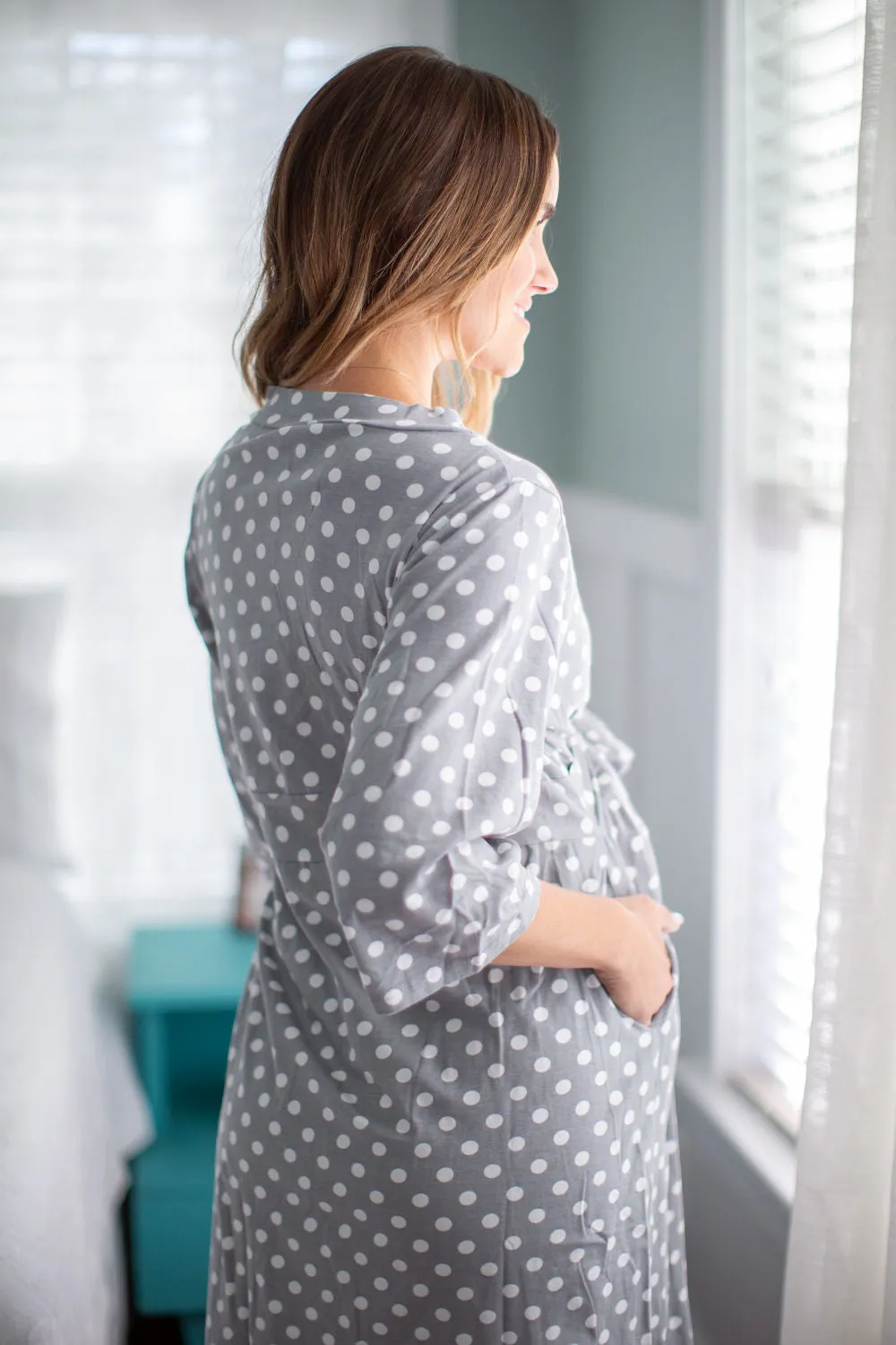 Lisa Robe & Matching Swaddle & Polka Dot Dad T-Shirt & Big Sister T-Shirt Set