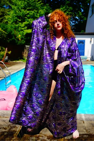 Luxury Purple Sparkle Holographic Sequin Kaftan Gown / Kimono Robe