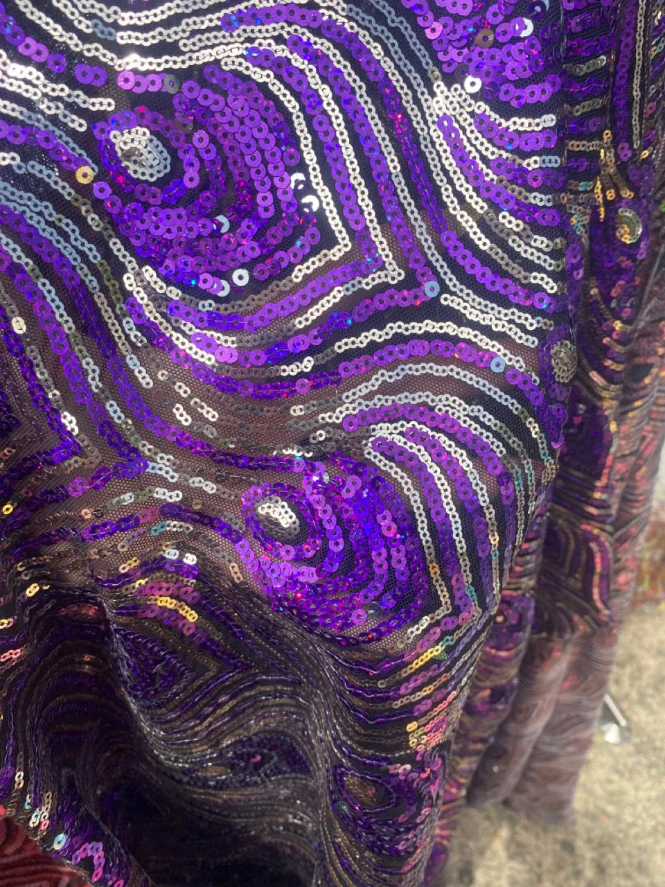 Luxury Purple Sparkle Holographic Sequin Kaftan Gown / Kimono Robe