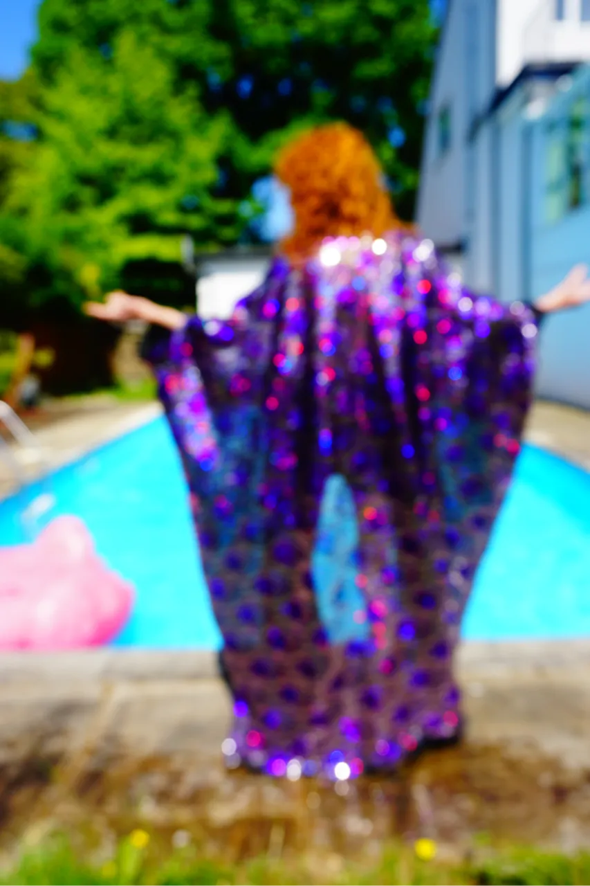 Luxury Purple Sparkle Holographic Sequin Kaftan Gown / Kimono Robe