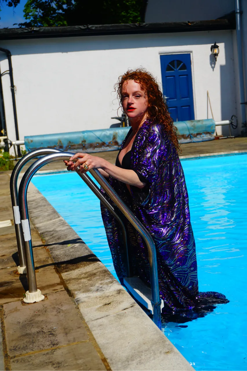 Luxury Purple Sparkle Holographic Sequin Kaftan Gown / Kimono Robe