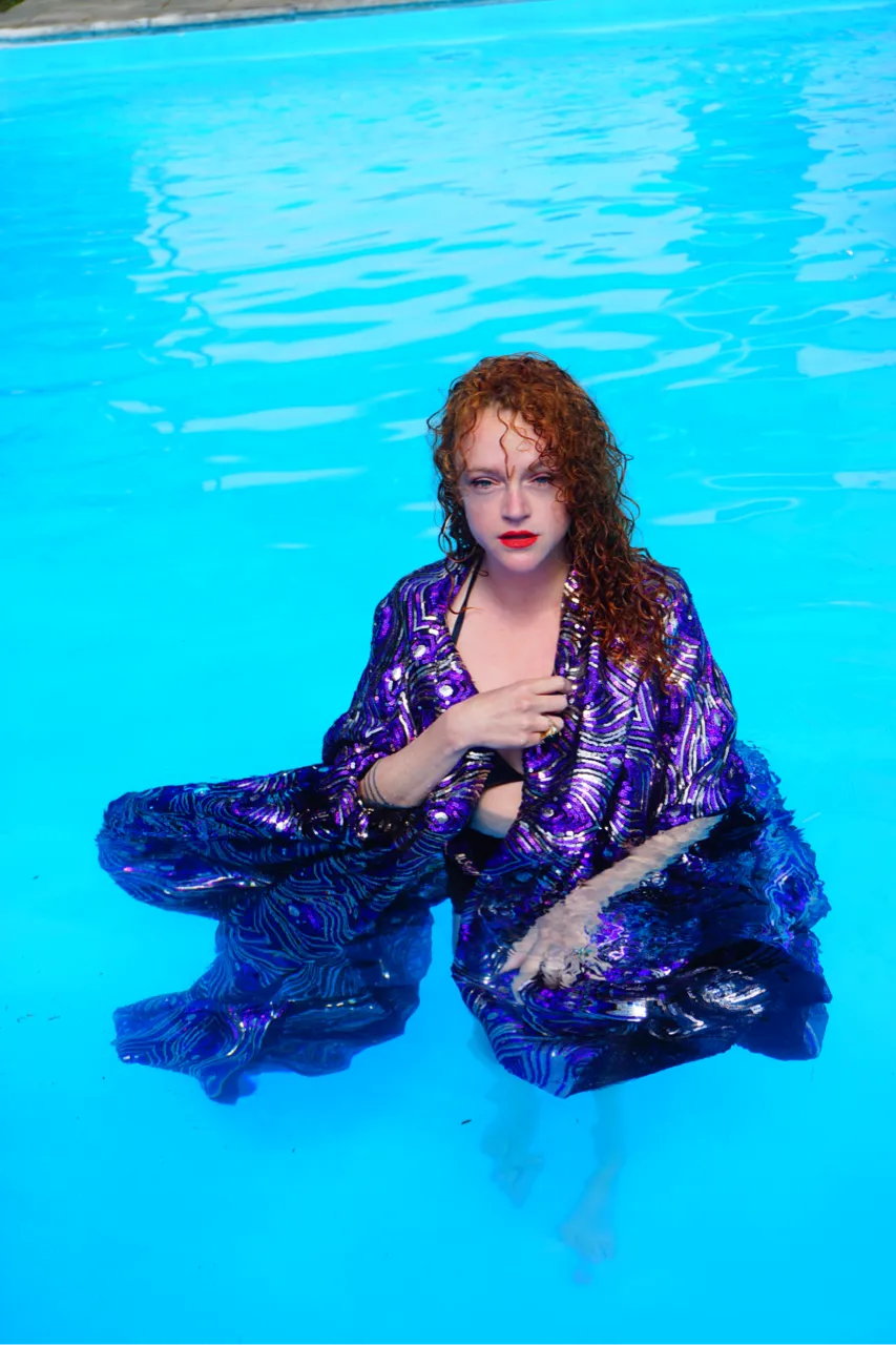 Luxury Purple Sparkle Holographic Sequin Kaftan Gown / Kimono Robe