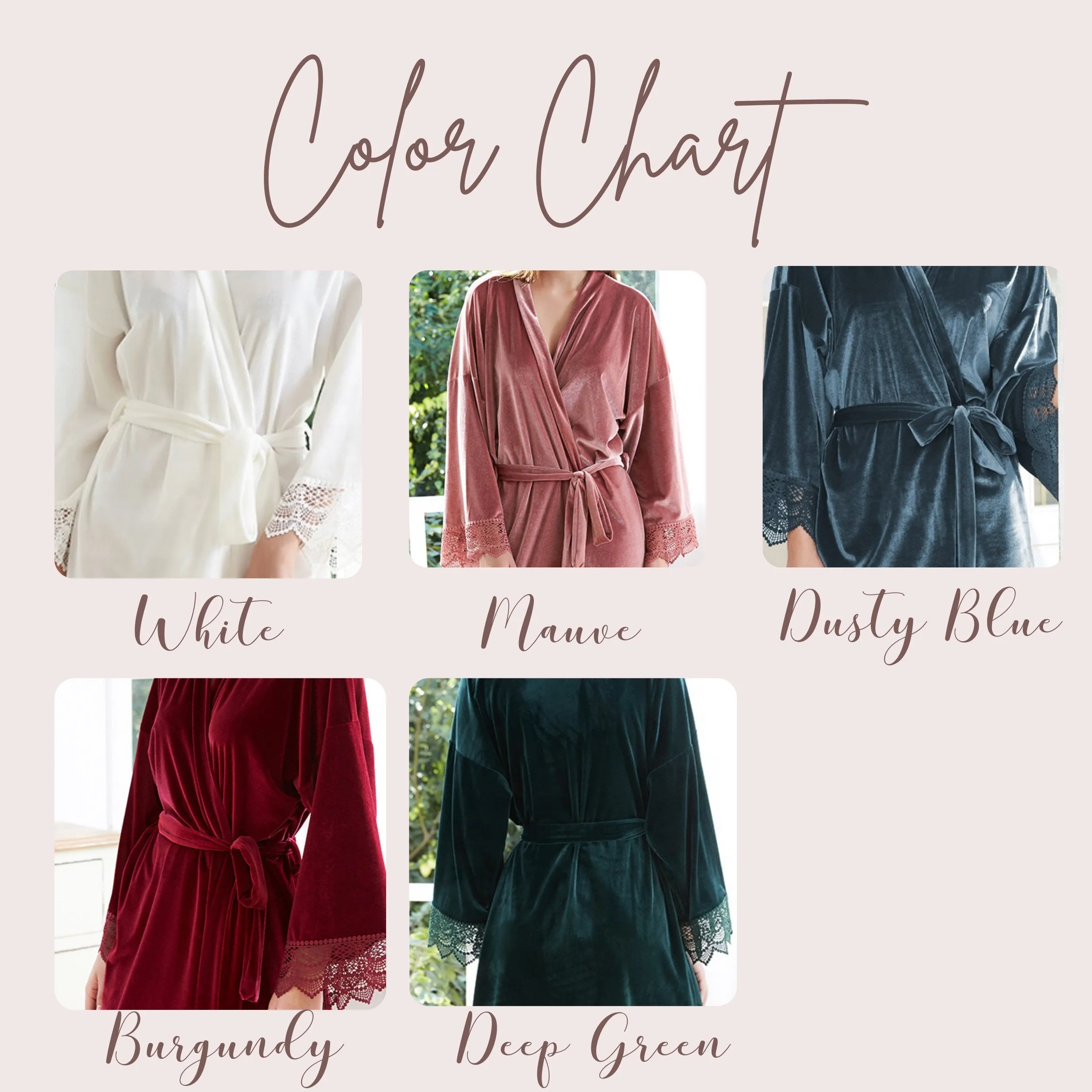 Mauve Velvet Bridesmaid Robe, Luxurious Velvet Stretch With Lace Robes,  Bridesmaid Gift, Customized Kimono Robes