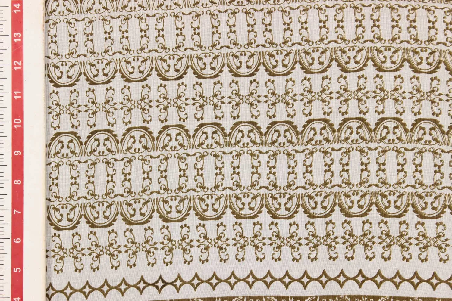 Mehndi Green & White Traditional Printed Rayon Fabric