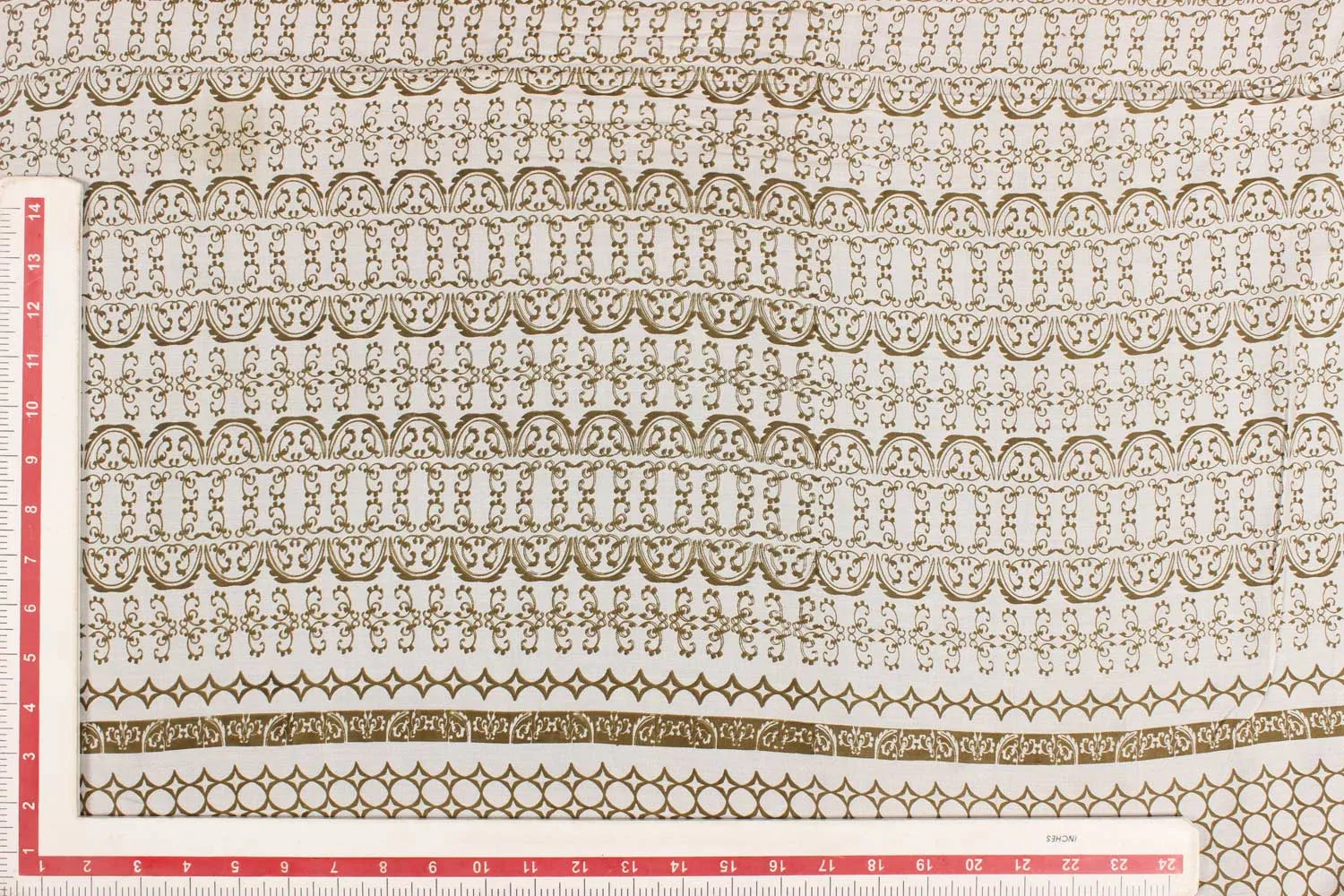 Mehndi Green & White Traditional Printed Rayon Fabric