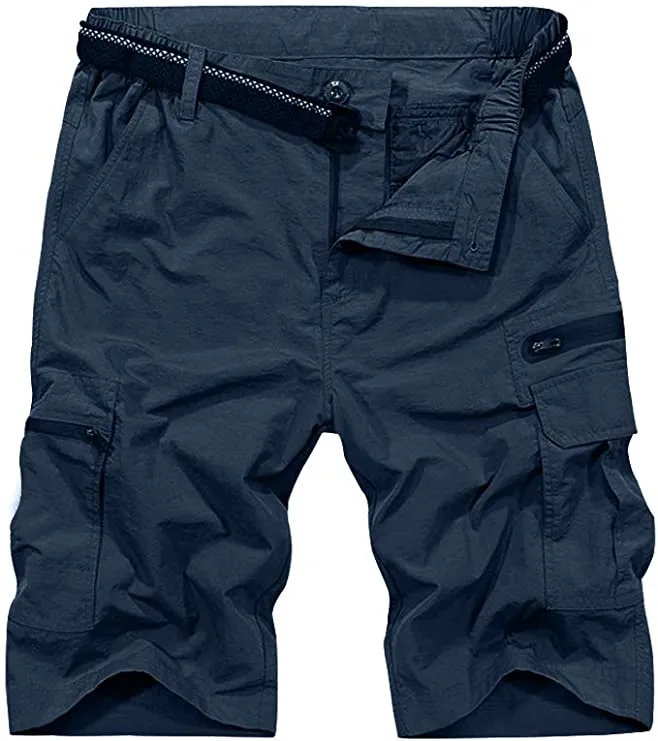 Men's Army Green Expandable Waist Casual Quick Dry Cargo Shorts