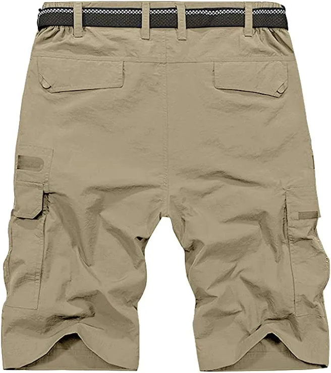 Men's Army Green Expandable Waist Casual Quick Dry Cargo Shorts