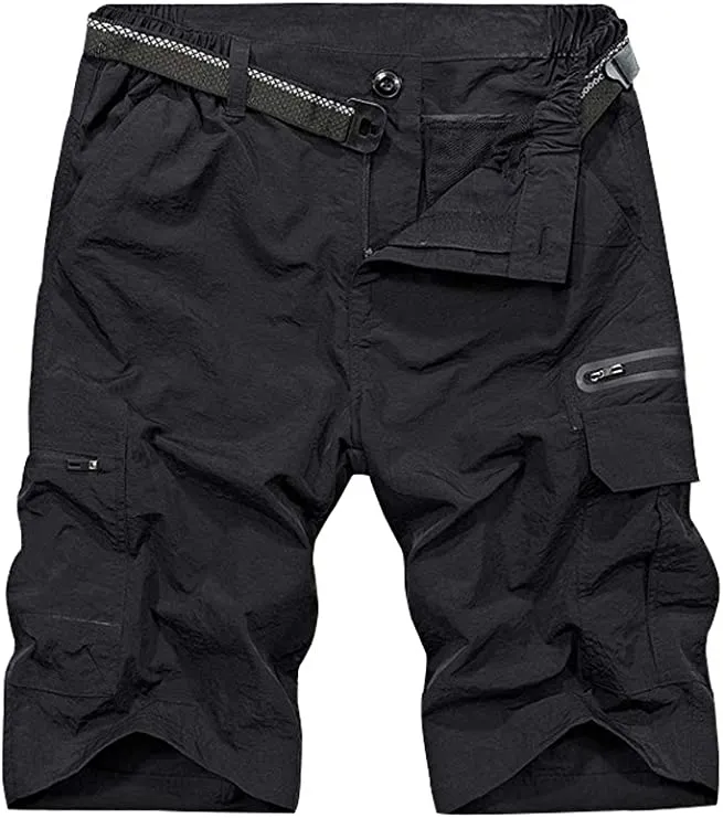 Men's Army Green Expandable Waist Casual Quick Dry Cargo Shorts
