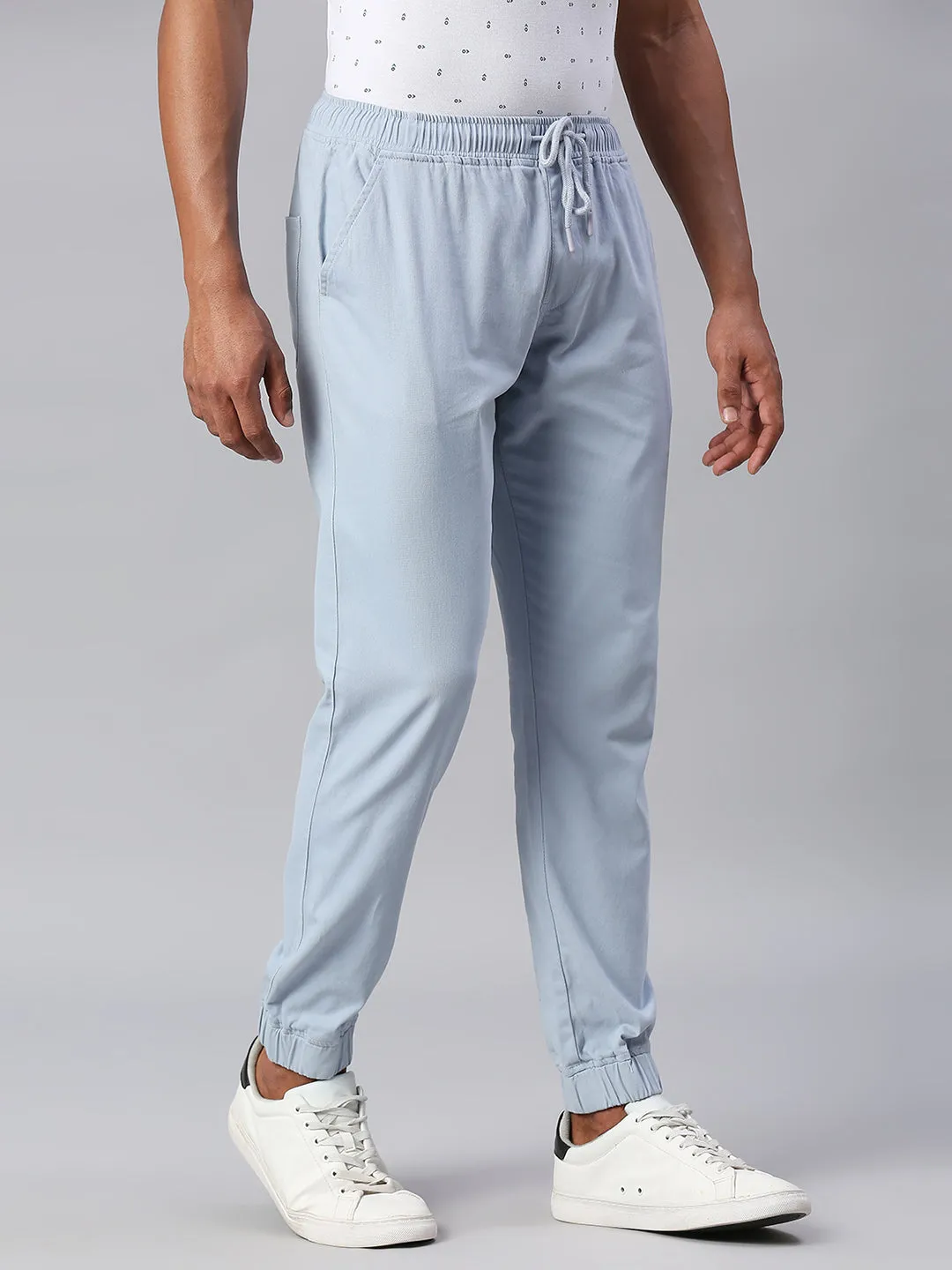 Men's Straight Fit Cotton Joggers (Lightblue)