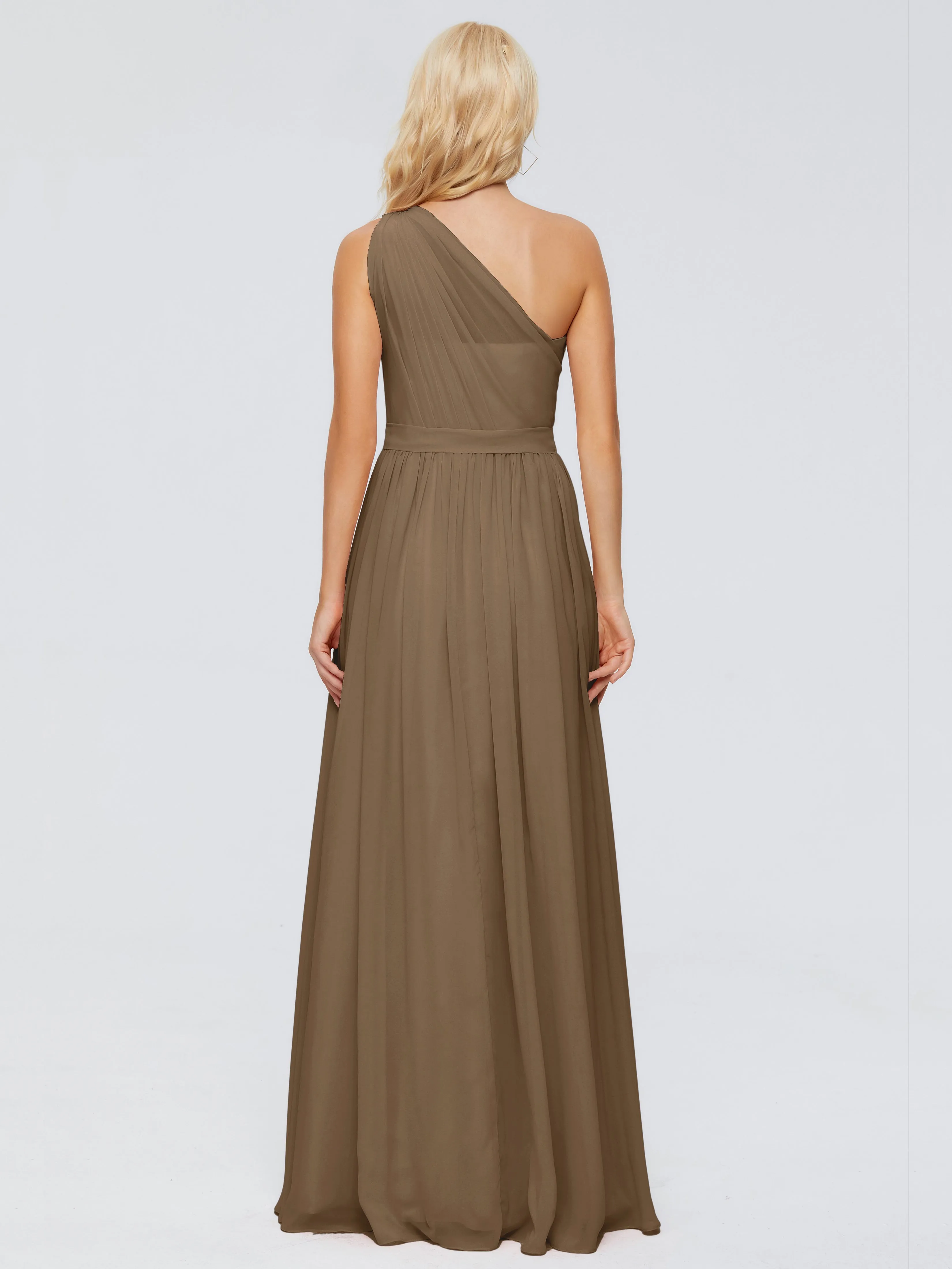 Mocha Bridesmaid Dresses Arabella One Shoulder Sash Bridesmaid Dresses