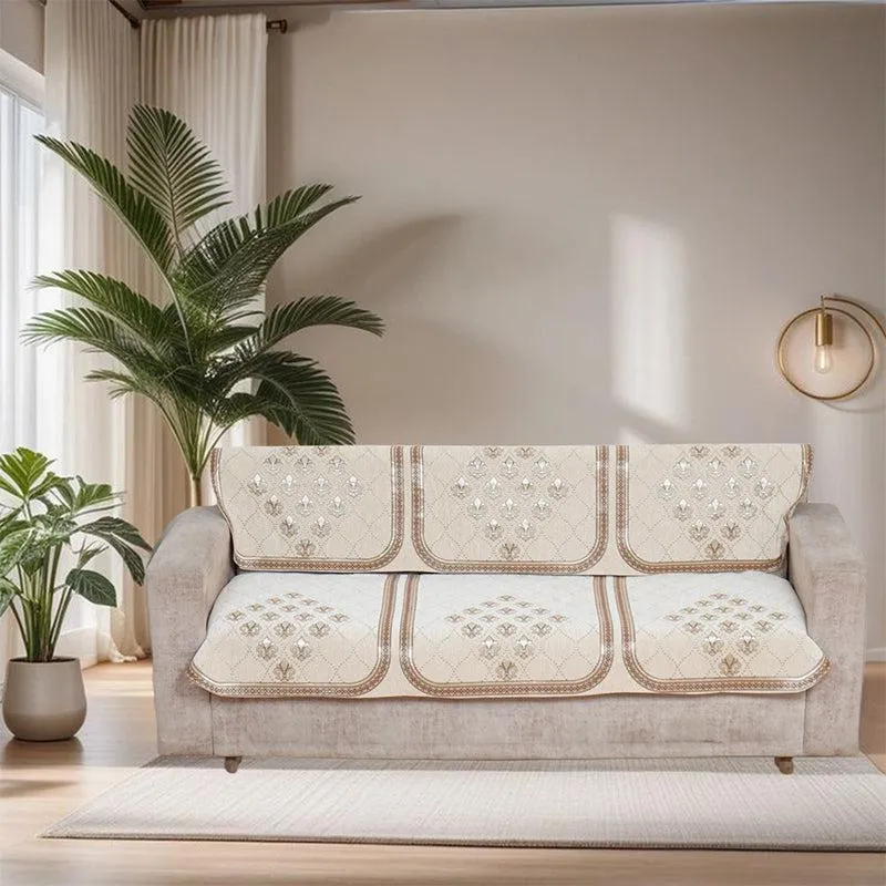 Nidha Sofa Cover (Off White) - Set Of Ten